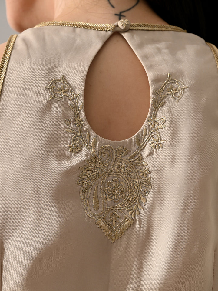 Raaya Indo-Western Satin Kurta Set (Beige)