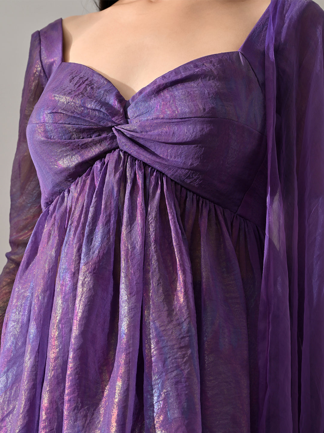 Zoya Chiffon Indo-Western Sharara Set (Purple)