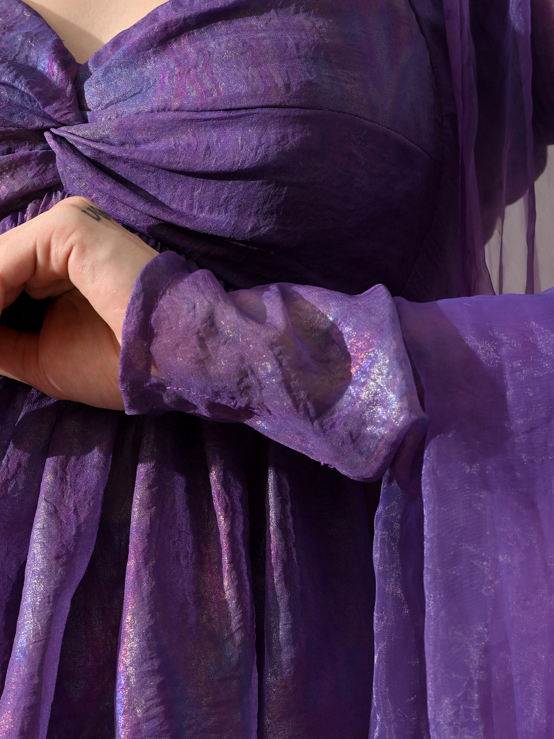 Zoya Chiffon Indo-Western Sharara Set (Purple)