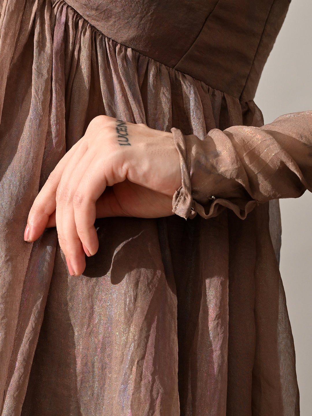 Zoya Chiffon Indo-Western Sharara Set (Brown)