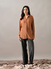 Caramel Crinkle Cotton Western Shirt (Brown)
