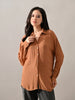 Caramel Crinkle Cotton Western Shirt (Brown)