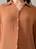 Caramel Crinkle Cotton Western Shirt (Brown)