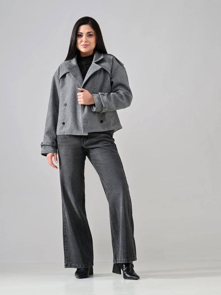 ROXIE FELT CROP JACKET (LIGHT GREY)