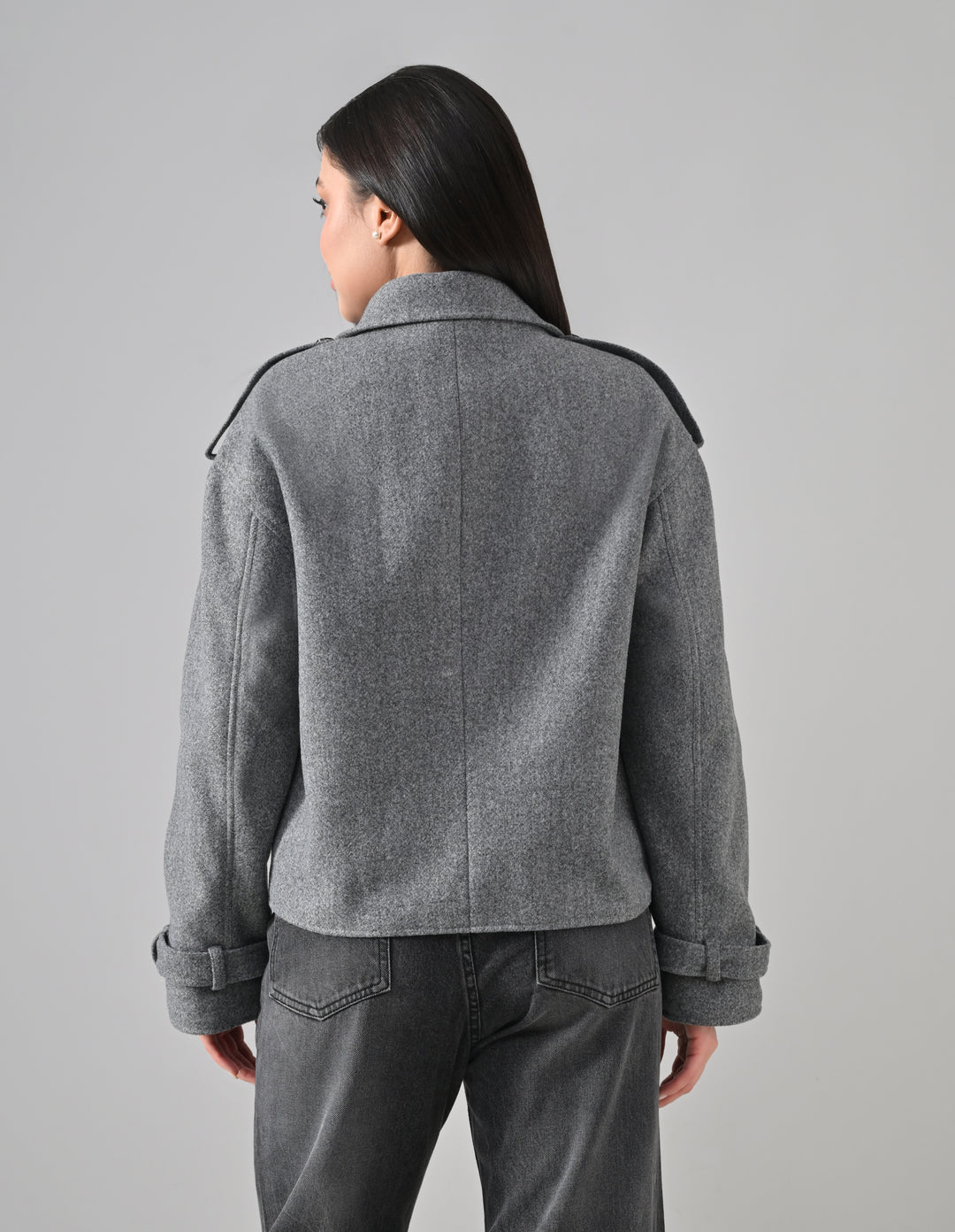 ROXIE FELT CROP JACKET (LIGHT GREY)