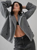 ROXIE FELT CROP JACKET (LIGHT GREY)