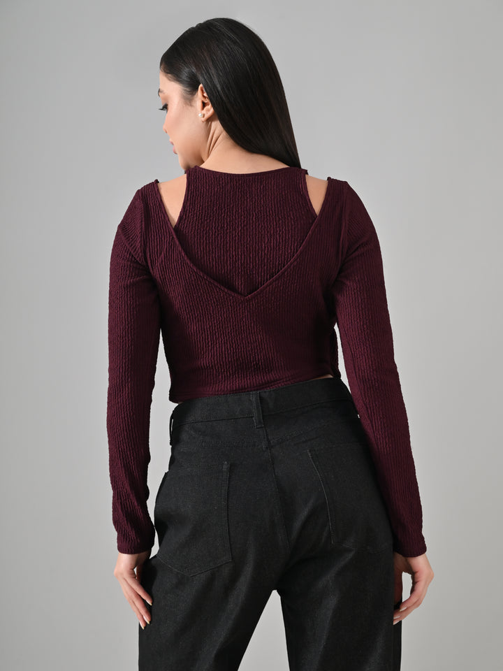 WINE LAYERED KNIT TOP