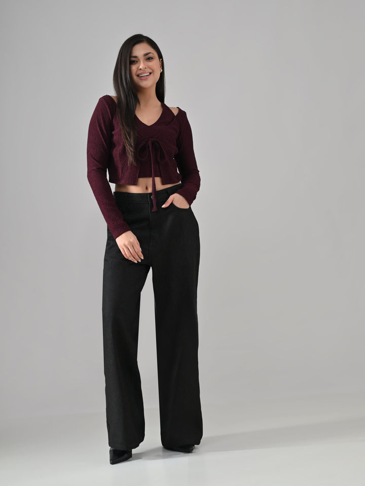 WINE LAYERED KNIT TOP