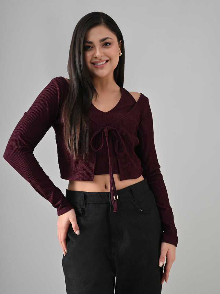 WINE LAYERED KNIT TOP