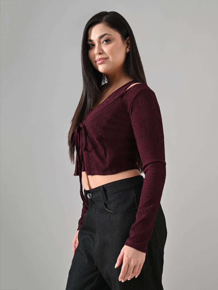 WINE LAYERED KNIT TOP