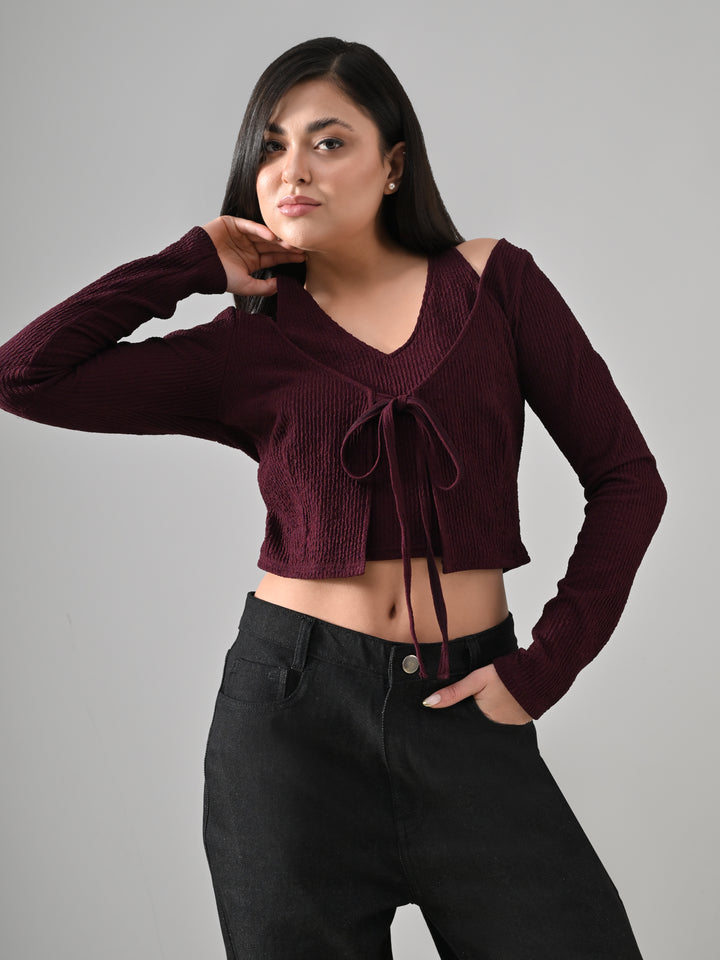 WINE LAYERED KNIT TOP