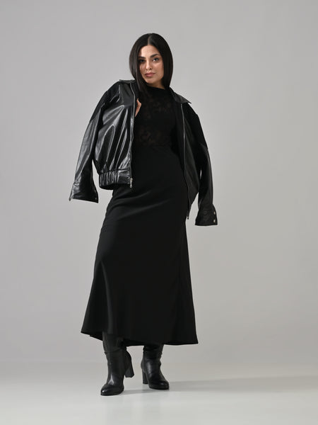 Lake – Black Suede Faux-Leather Jacket