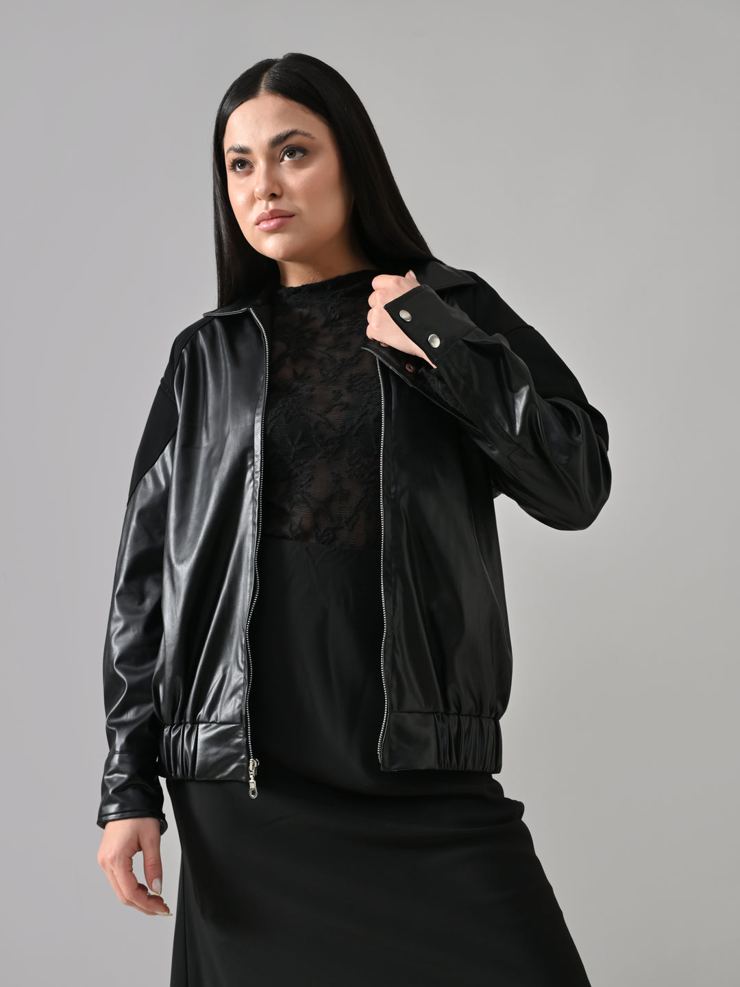 Lake – Black Suede Faux-Leather Jacket