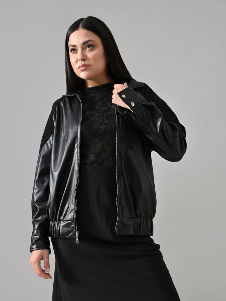 Lake – Black Suede Faux-Leather Jacket