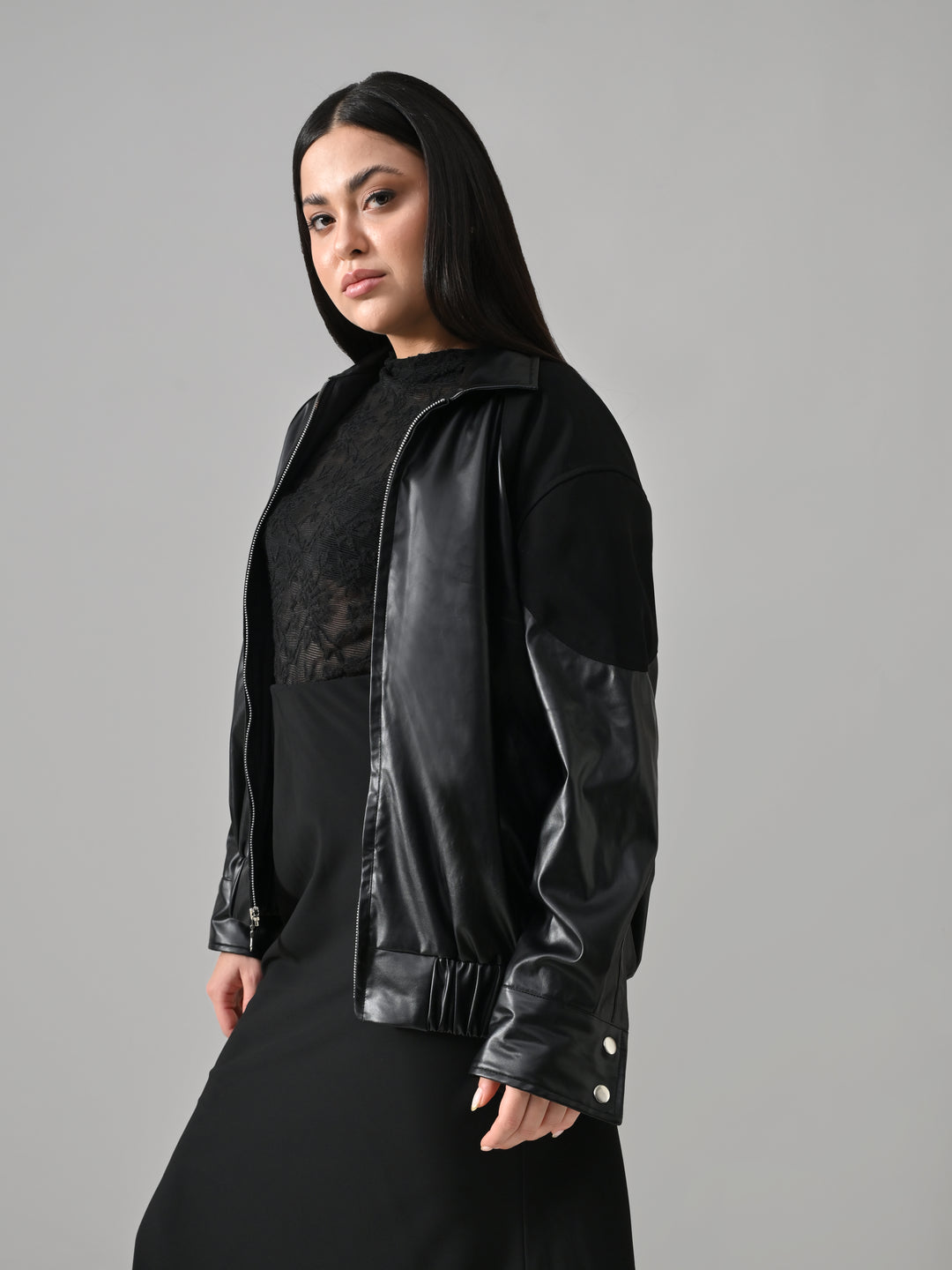 Lake – Black Suede Faux-Leather Jacket