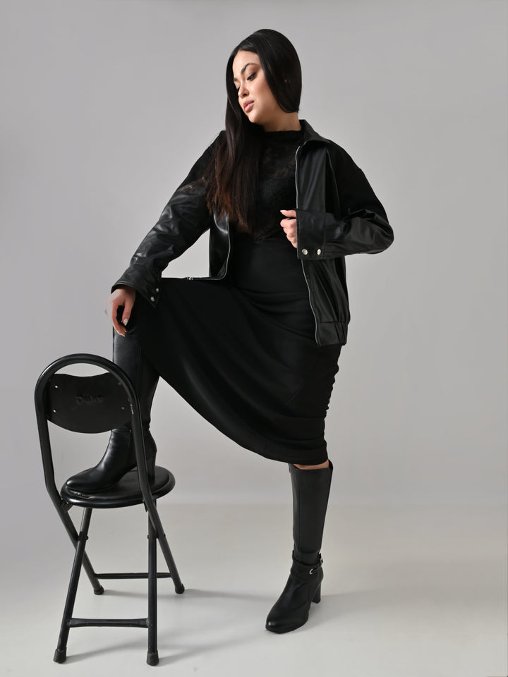 Lake – Black Suede Faux-Leather Jacket