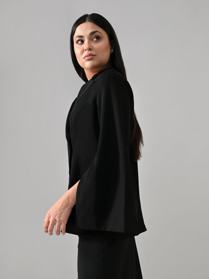 ROSALIE, JAPANESE CREPE BLAZER (BLACK)