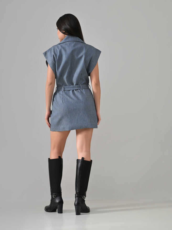 Kath – Blue Striped Denim Dress