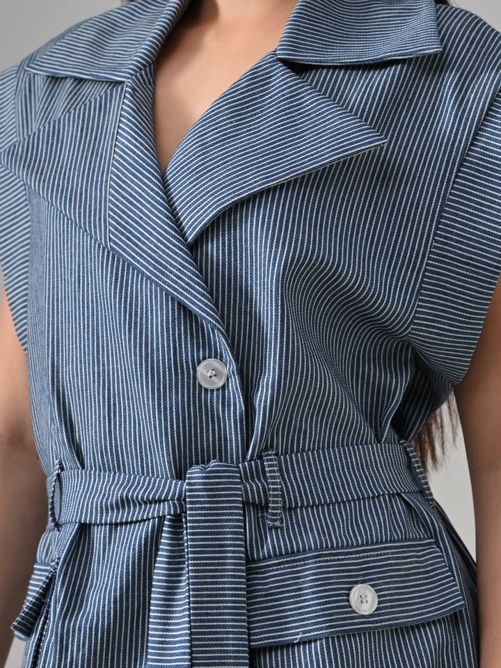 Kath – Blue Striped Denim Dress