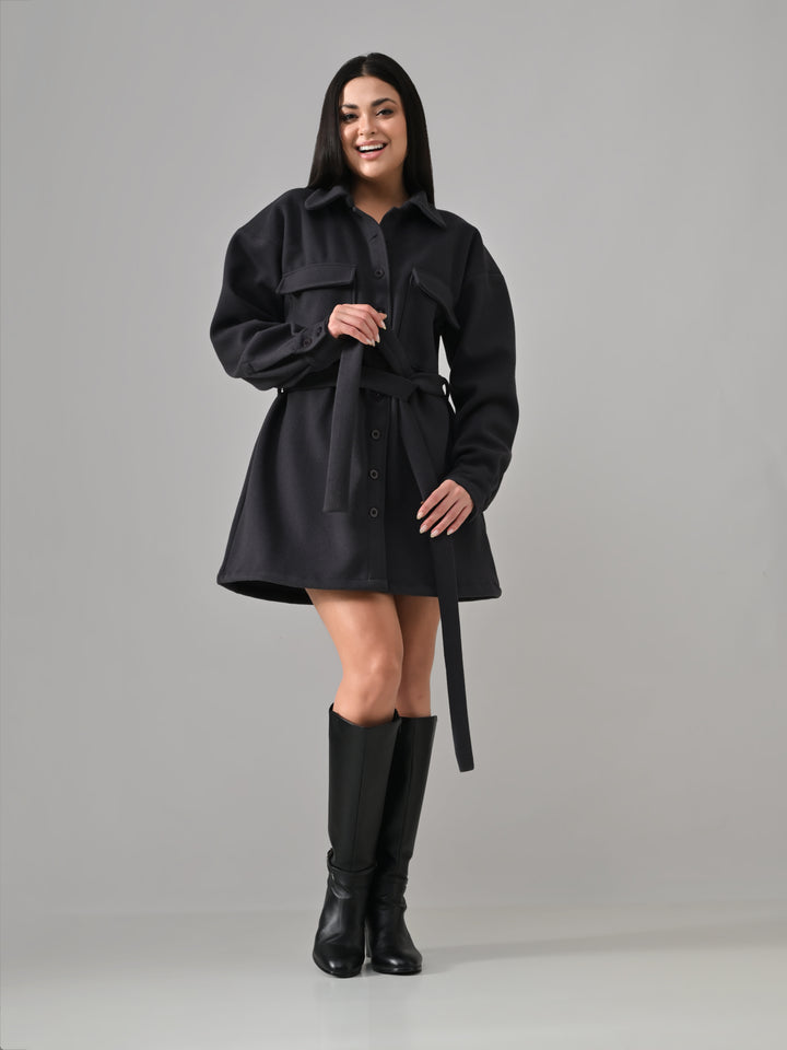 Voyager – Charcoal Grey Felt Shacket