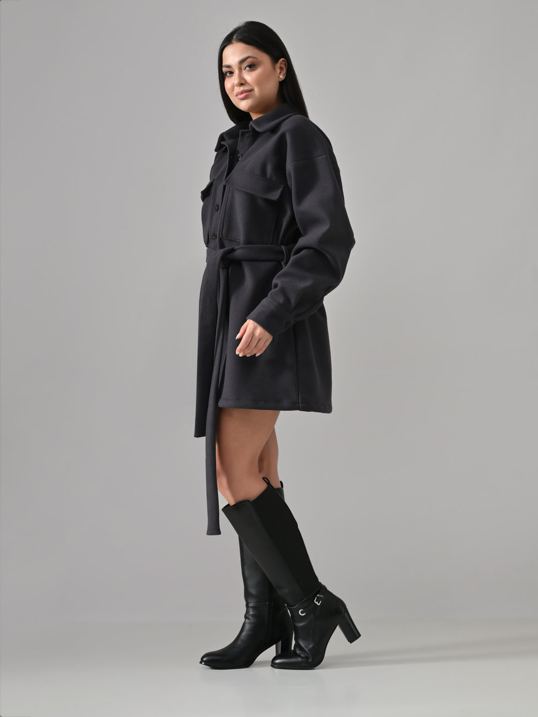 Voyager – Charcoal Grey Felt Shacket