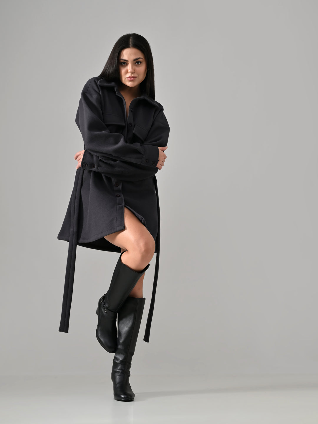 Voyager – Charcoal Grey Felt Shacket