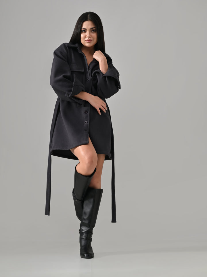 Voyager – Charcoal Grey Felt Shacket