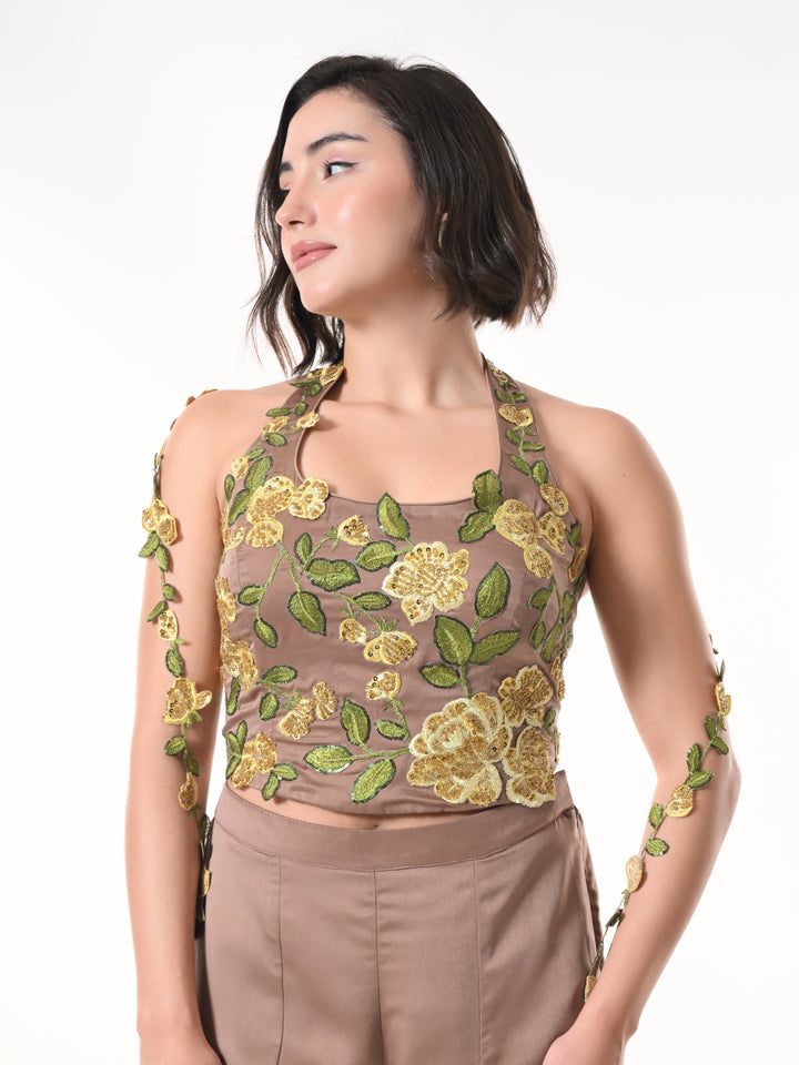 BELVIE Indo Western Sharara Set (Brown)
