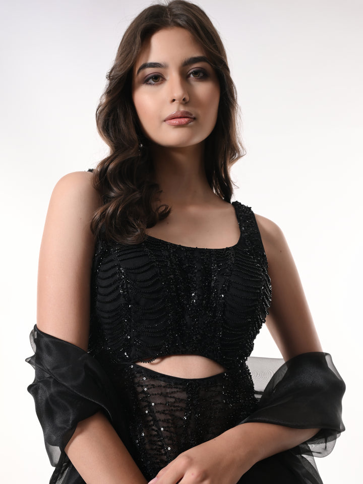 SOPHIA Indo Western Set (Black)