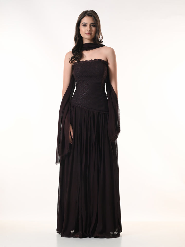 MAE Indo Western Skirt Set (Wine)