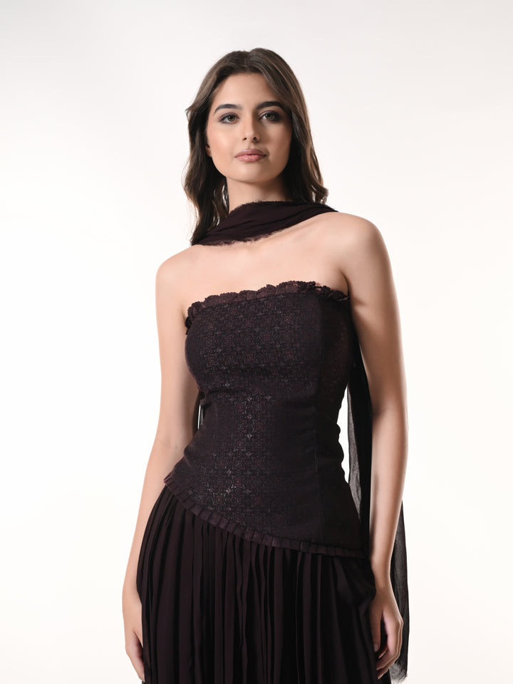 MAE Indo Western Skirt Set (Wine)