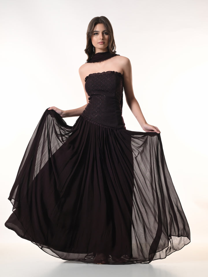 MAE Indo Western Skirt Set (Wine)