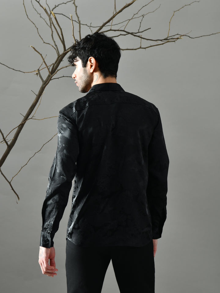 Regular Fit Jacquard Shirt (Black)
