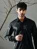 Regular Fit Jacquard Shirt (Black)
