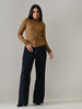 Sydney – Brown Textured Turtle Neck Top