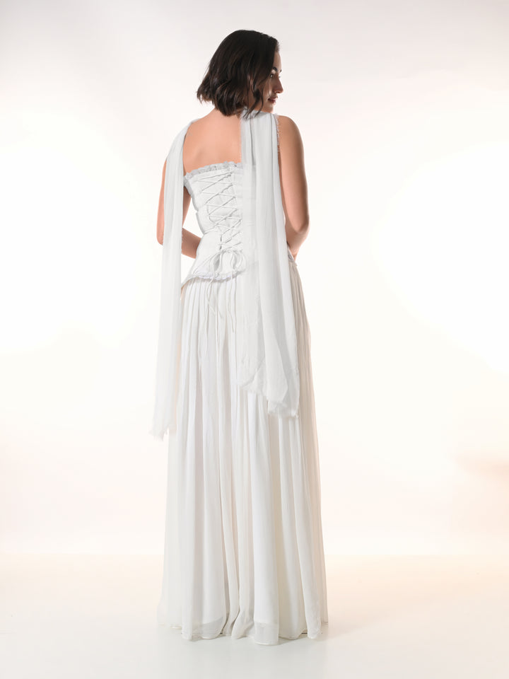 Mae Indo-Western Skirt Set (White)