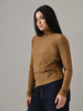 Sydney – Brown Textured Turtle Neck Top