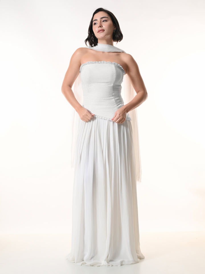 Mae Indo-Western Skirt Set (White)