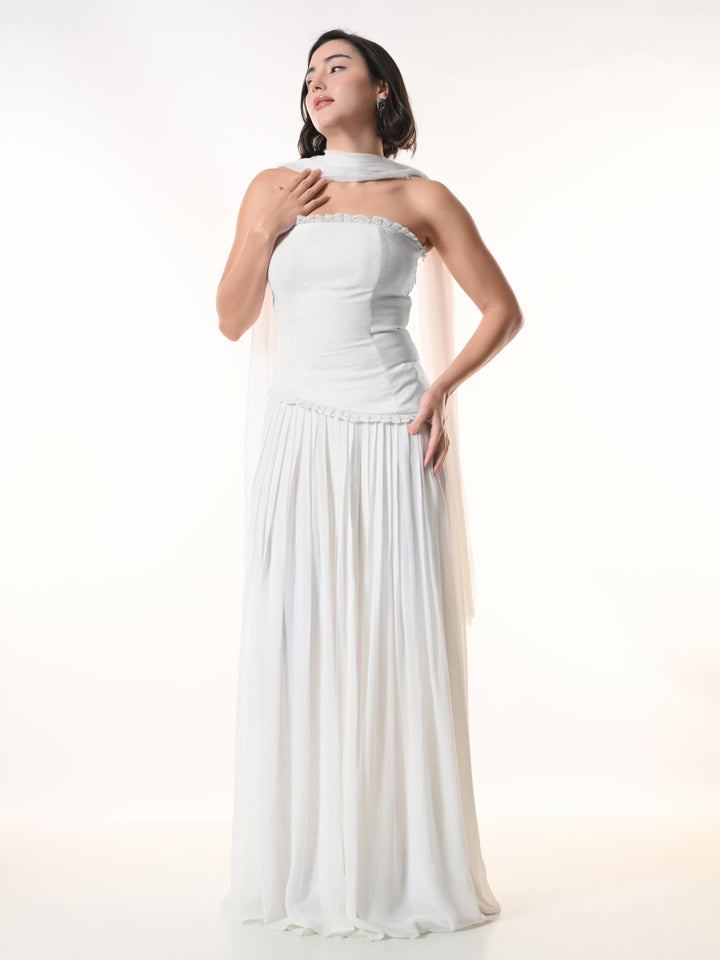 Mae Indo-Western Skirt Set (White)