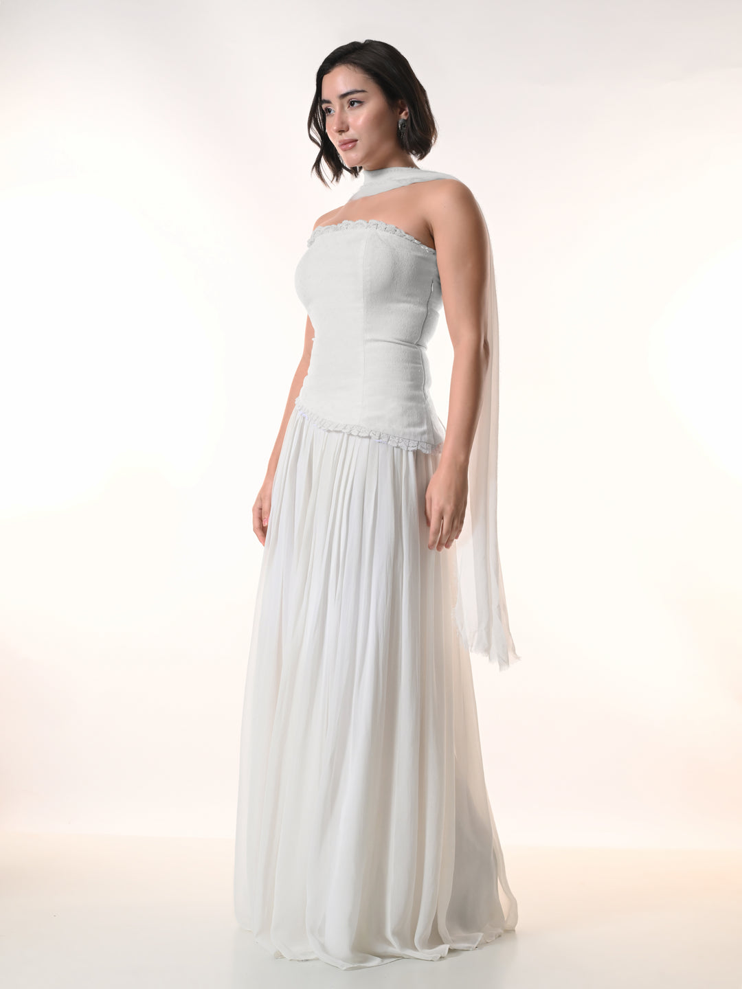 Mae Indo-Western Skirt Set (White)