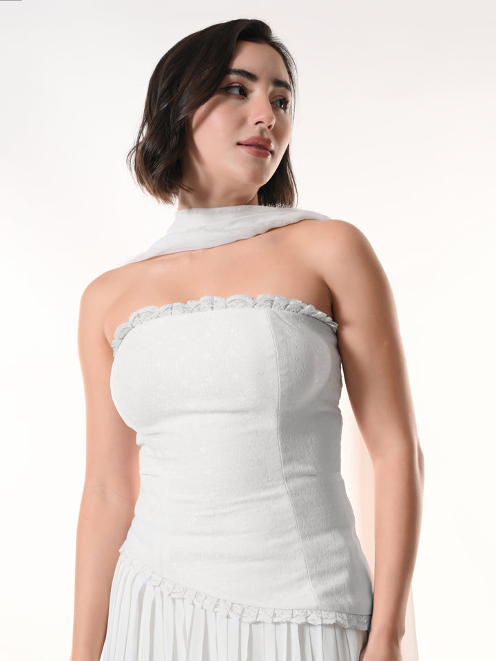 Mae Indo-Western Skirt Set (White)