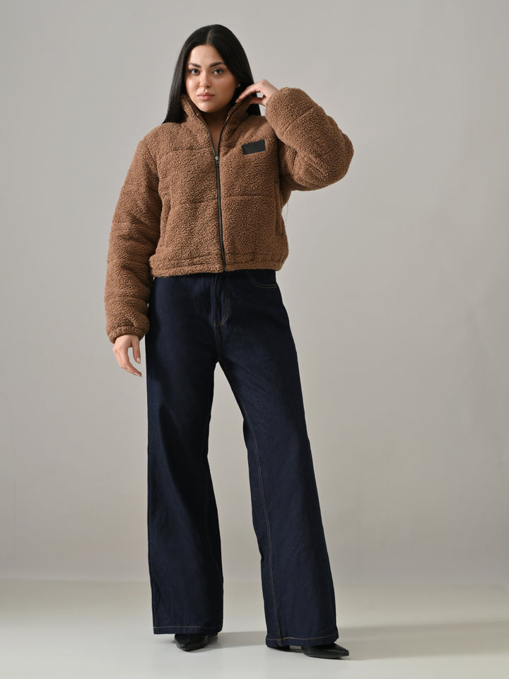 Walnut – Brown Sherpa Puffer Jacket