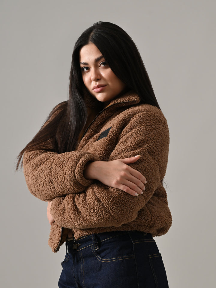 Walnut – Brown Sherpa Puffer Jacket