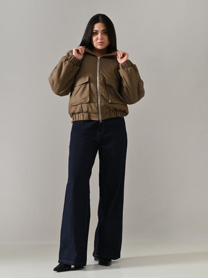 Drew – Brown Sherpa-Lined Non-Denim Jacket