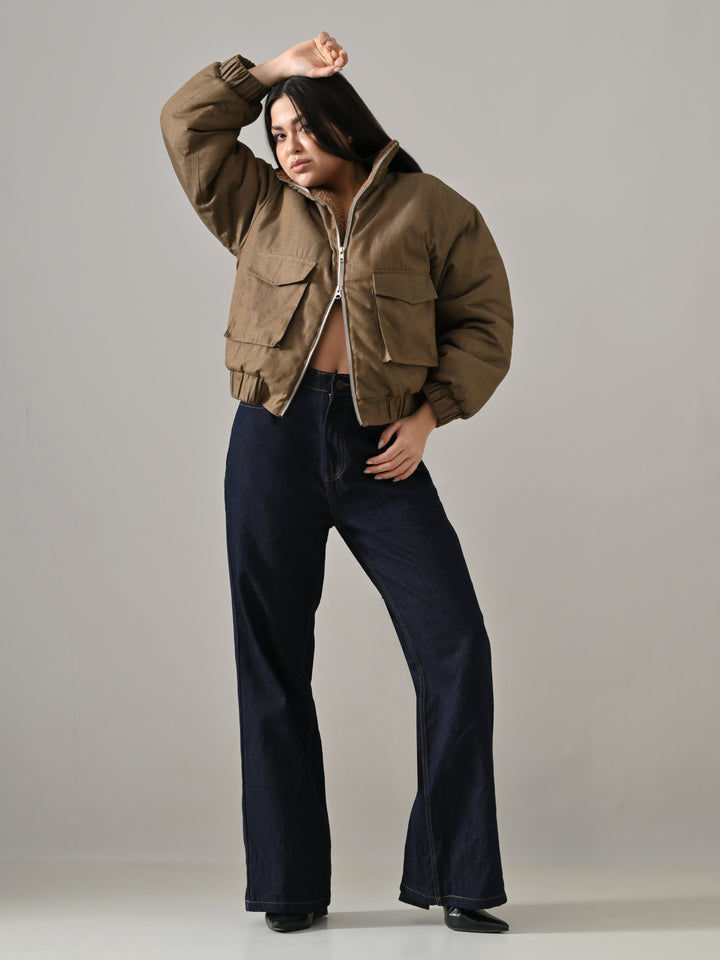 Drew – Brown Sherpa-Lined Non-Denim Jacket