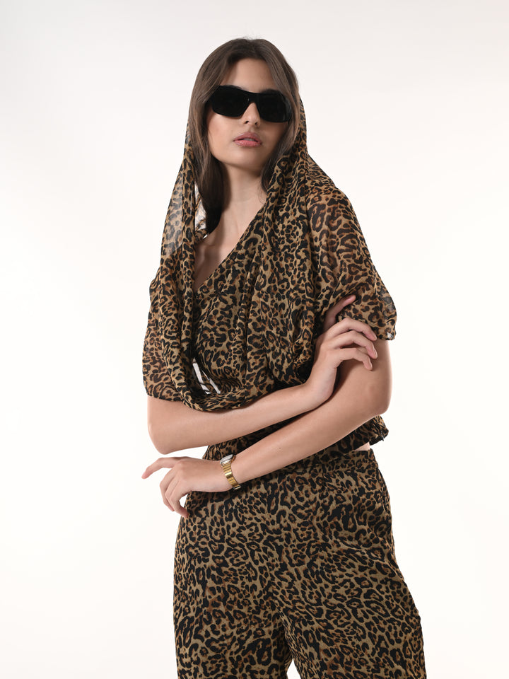 Mysha Leopard Print Co-Ord Set (Brown)