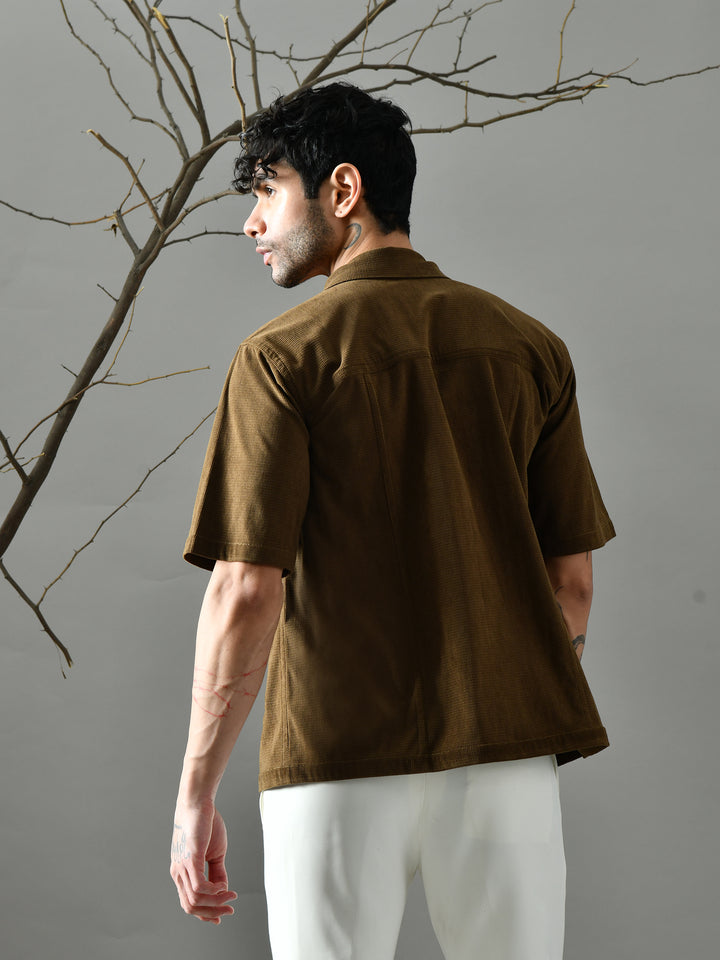 Loose Fit Corduroy Shirt (Olive Green)