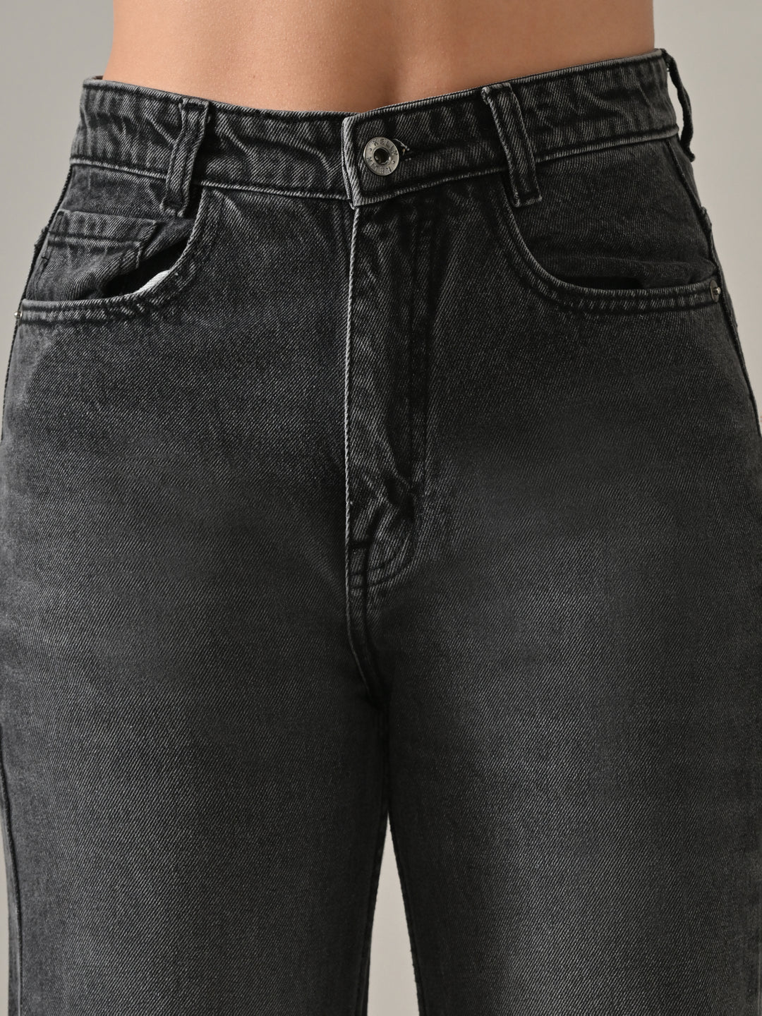 ASH STATEMENT BACK POCKET DENIM PANTS (GREY)