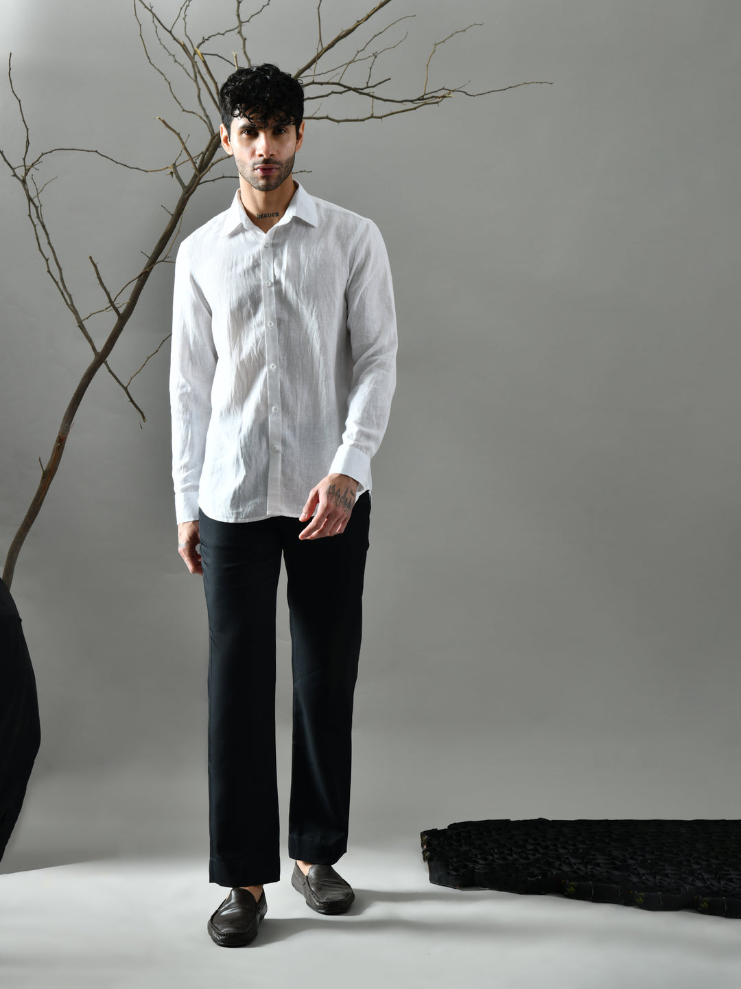 Regular Fit Twill Pants (Black)