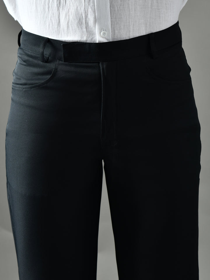Regular Fit Twill Pants (Black)